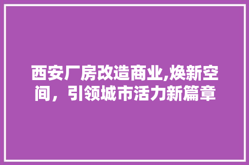 西安厂房改造商业,焕新空间，引领城市活力新篇章