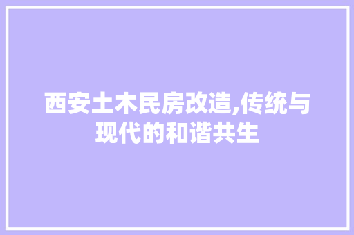 西安土木民房改造,传统与现代的和谐共生