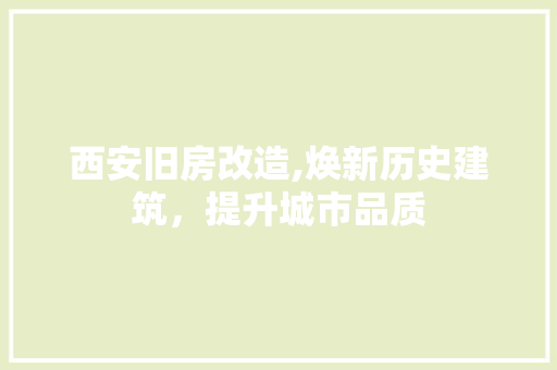西安旧房改造,焕新历史建筑，提升城市品质 墙体维修
