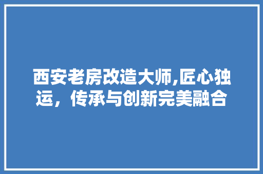 西安老房改造大师,匠心独运，传承与创新完美融合