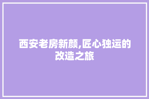西安老房新颜,匠心独运的改造之旅