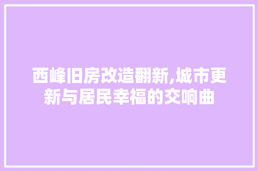 西峰旧房改造翻新,城市更新与居民幸福的交响曲