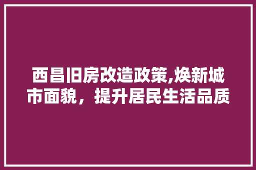 西昌旧房改造政策,焕新城市面貌，提升居民生活品质