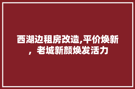 西湖边租房改造,平价焕新，老城新颜焕发活力