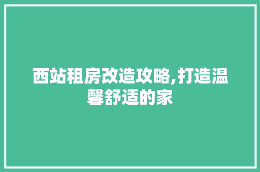 西站租房改造攻略,打造温馨舒适的家