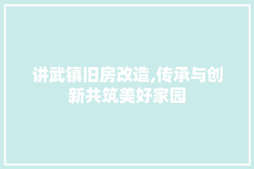 讲武镇旧房改造,传承与创新共筑美好家园