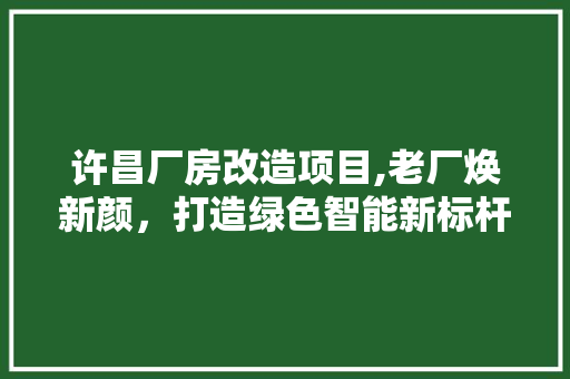 许昌厂房改造项目,老厂焕新颜，打造绿色智能新标杆