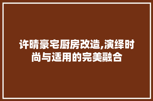 许晴豪宅厨房改造,演绎时尚与适用的完美融合