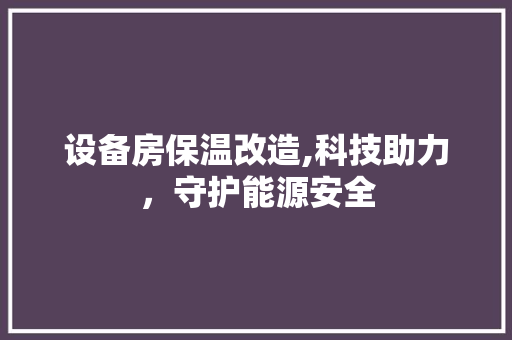 设备房保温改造,科技助力，守护能源安全 墙体维修