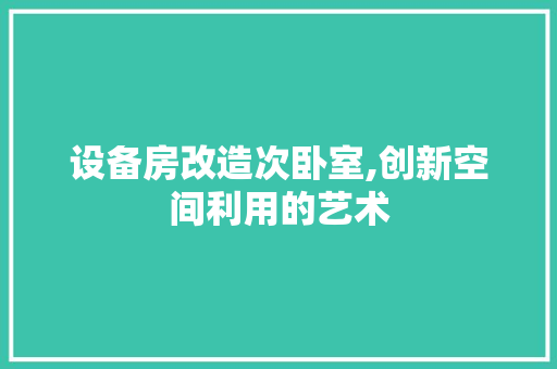 设备房改造次卧室,创新空间利用的艺术