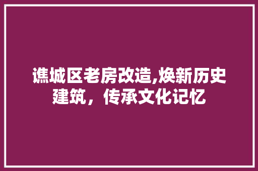 谯城区老房改造,焕新历史建筑，传承文化记忆