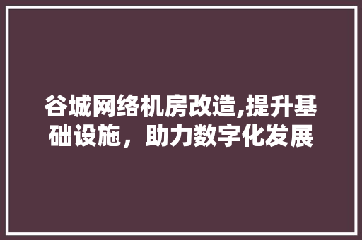 谷城网络机房改造,提升基础设施，助力数字化发展