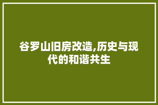 谷罗山旧房改造,历史与现代的和谐共生