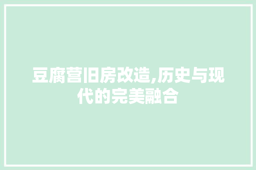 豆腐营旧房改造,历史与现代的完美融合