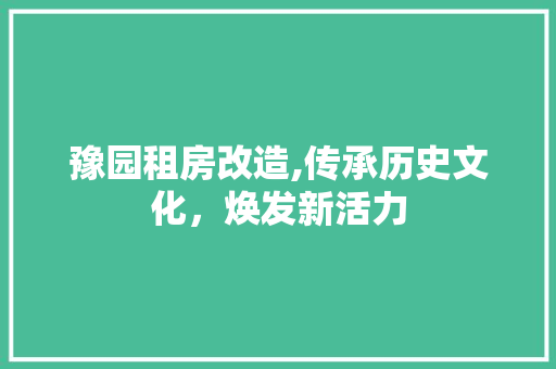 豫园租房改造,传承历史文化，焕发新活力