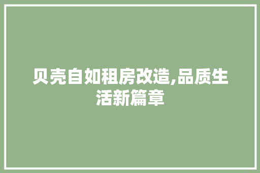 贝壳自如租房改造,品质生活新篇章