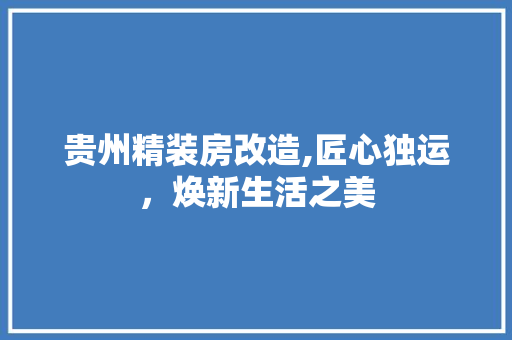 贵州精装房改造,匠心独运，焕新生活之美