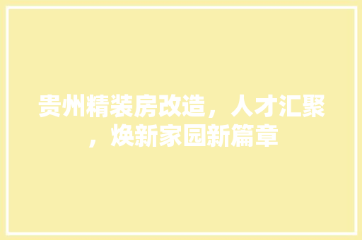 贵州精装房改造，人才汇聚，焕新家园新篇章 家电维修