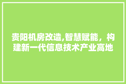 贵阳机房改造,智慧赋能，构建新一代信息技术产业高地