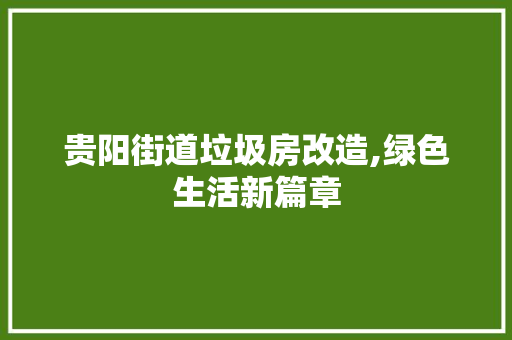 贵阳街道垃圾房改造,绿色生活新篇章 厨房维修