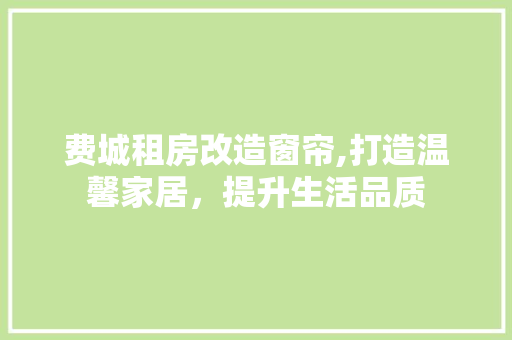 费城租房改造窗帘,打造温馨家居，提升生活品质