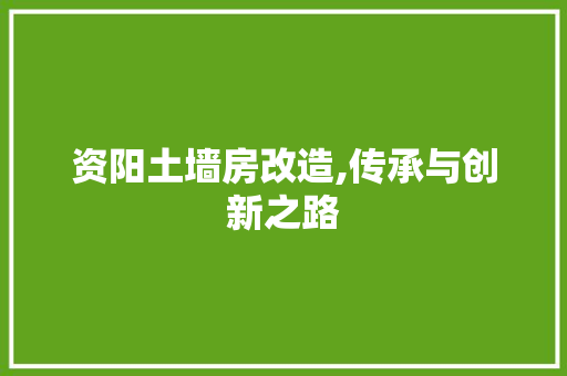资阳土墙房改造,传承与创新之路