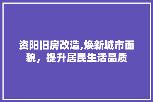 资阳旧房改造,焕新城市面貌，提升居民生活品质