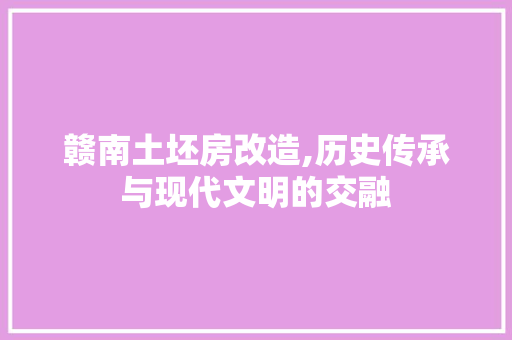 赣南土坯房改造,历史传承与现代文明的交融
