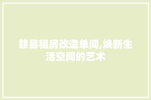 赣县租房改造单间,焕新生活空间的艺术