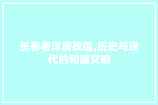 长春老洋房改造,历史与现代的和谐交响