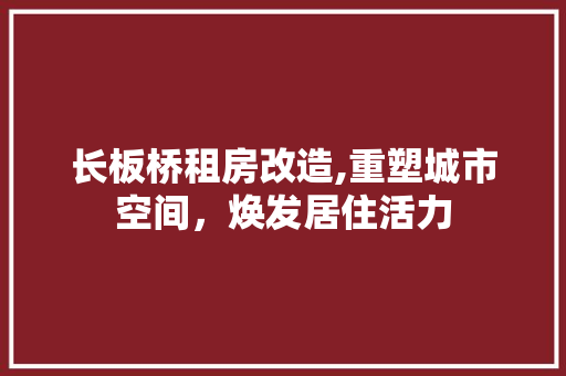 长板桥租房改造,重塑城市空间，焕发居住活力