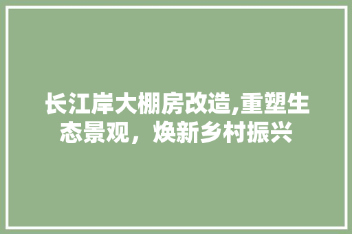 长江岸大棚房改造,重塑生态景观，焕新乡村振兴