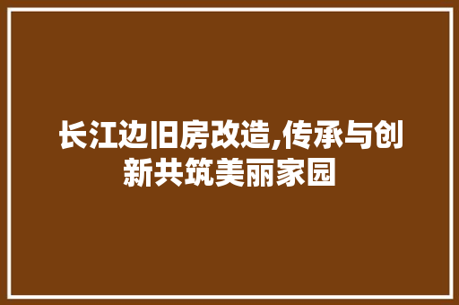 长江边旧房改造,传承与创新共筑美丽家园