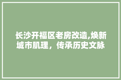 长沙开福区老房改造,焕新城市肌理，传承历史文脉