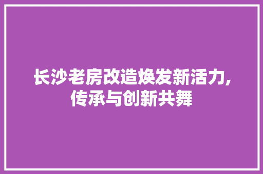 长沙老房改造焕发新活力,传承与创新共舞