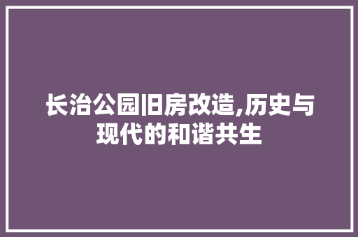 长治公园旧房改造,历史与现代的和谐共生