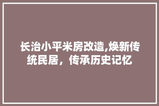 长治小平米房改造,焕新传统民居，传承历史记忆 墙体维修