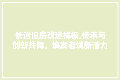 长治旧房改造样板,传承与创新共舞，焕发老城新活力 厨房维修
