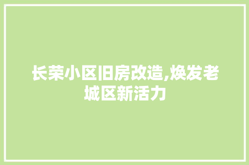 长荣小区旧房改造,焕发老城区新活力 厨房维修