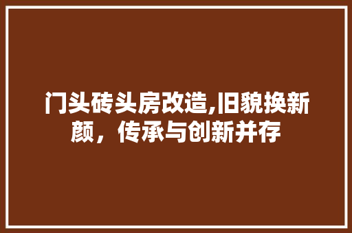门头砖头房改造,旧貌换新颜，传承与创新并存
