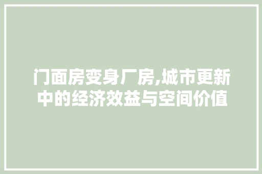 门面房变身厂房,城市更新中的经济效益与空间价值