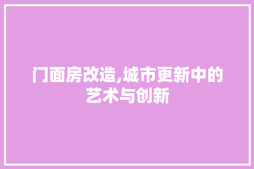 门面房改造,城市更新中的艺术与创新