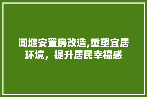 闻堰安置房改造,重塑宜居环境，提升居民幸福感