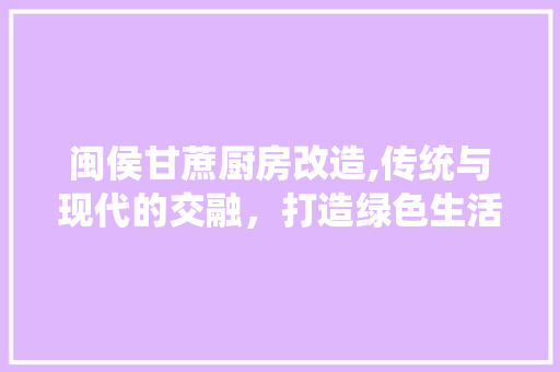 闽侯甘蔗厨房改造,传统与现代的交融，打造绿色生活新典范