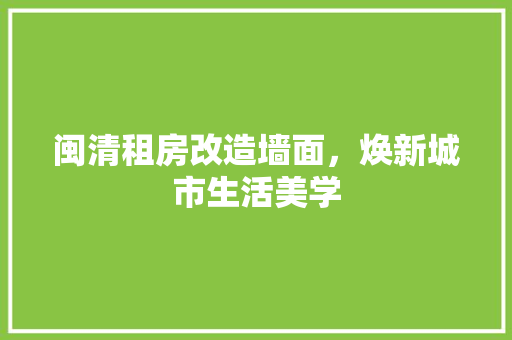 闽清租房改造墙面，焕新城市生活美学