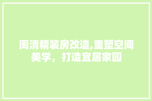 闽清精装房改造,重塑空间美学，打造宜居家园