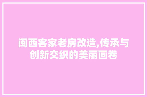 闽西客家老房改造,传承与创新交织的美丽画卷