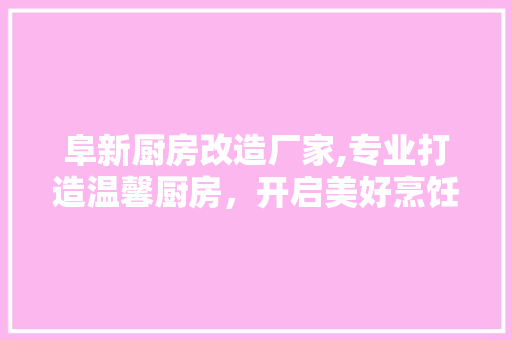 阜新厨房改造厂家,专业打造温馨厨房，开启美好烹饪生活