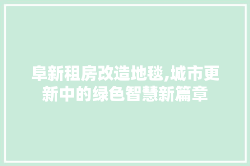 阜新租房改造地毯,城市更新中的绿色智慧新篇章