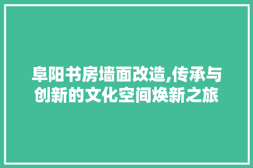 阜阳书房墙面改造,传承与创新的文化空间焕新之旅